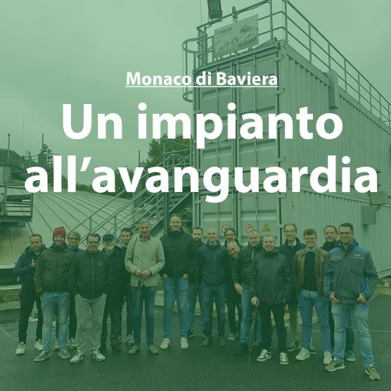 Immagine promozionale della visita a Monaco di Baviera con team Stucchi davanti all'impianto di depurazione avanzato
